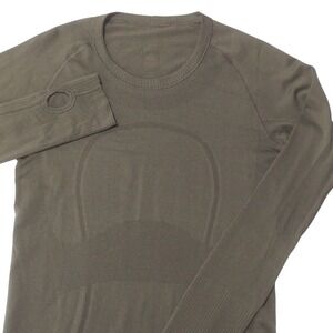 Lululemon Swift Stride Long Sleeve Shirt Size 6 Thumbhole Olive Green Women